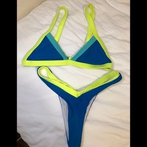 Neon and blue bikini size S